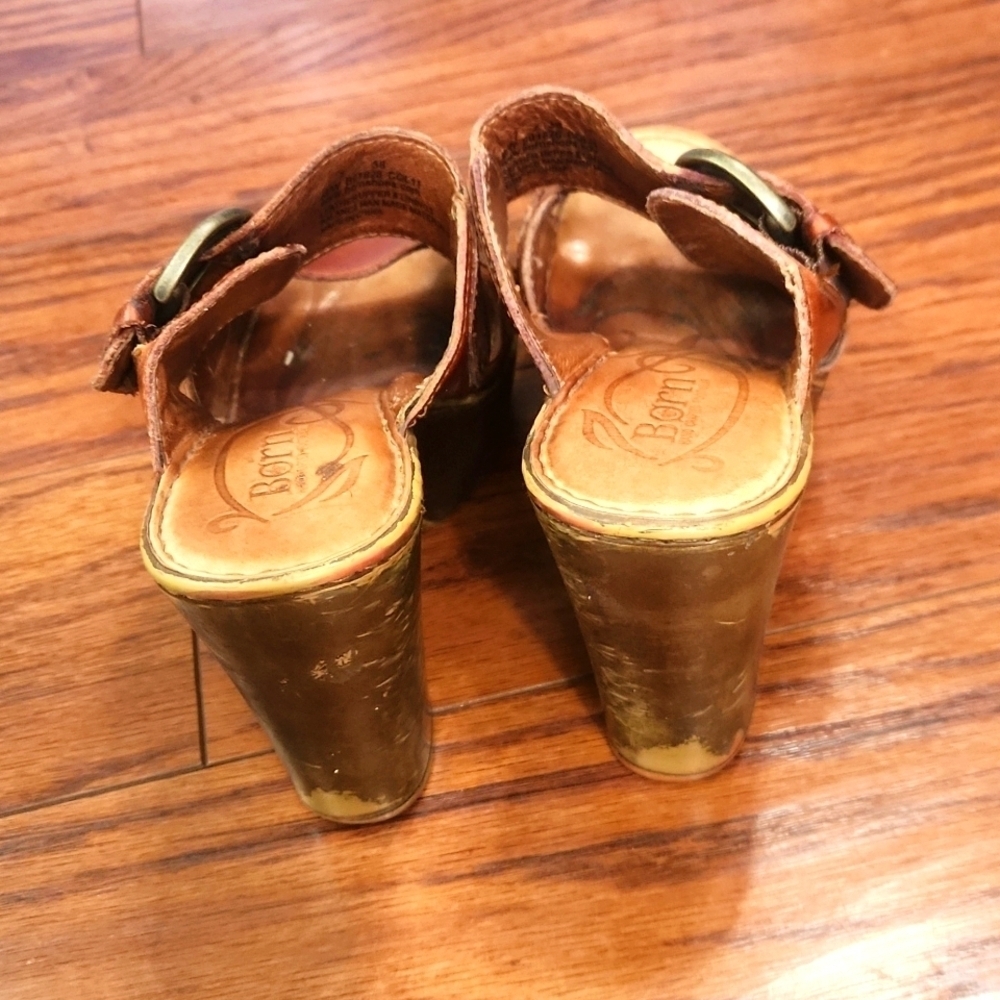 BORN Y2k Fat Strap Chunky Heel Slip On Leather Sandal - Picture 5 of 7